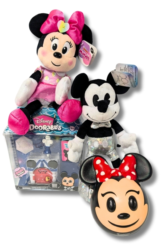New DISNEY Doorables Mickey Mouse House, Big Squishy MyMoji Minnie Ball, Disney Junior Minnie Plush & Disney 100 Mickey Plush | Plush Up to 9.75" Tall