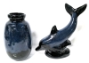 MCM Blue Mountain Pottery-Style Terracotta Dolphin & Matching Vase | Up to 11.5" Tall - 2