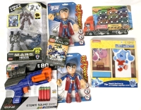 New Blues Clues 26pc Magnetic Wood Dress-Up Set, 2 DC 7" Superman Extreme Bendable Figures, Dart Zone Storm Squad Quickshot Blaster, 35pc M.A.R.S. Heroes, HALO Mega Construx Blind Bag, 9pc Pull-Back & Go Toy Car Speeders