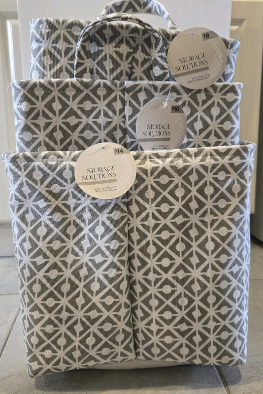 3 New | Storage Solutions Frabric Storage Bins |* Set Retails For $50+CAD *