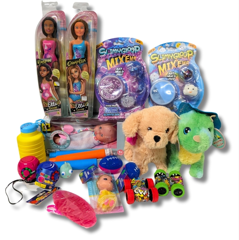 New Toys! 2 SlimyGloop Mix'Ems Sets , Animatronic Walking Dog & Dino Toys, Assorted Fidget Toys, 11" & 4" Fashion Dolls, Friction Cars, Expanding Silicone Bottle