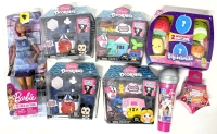 4 New DISNEY Doorables & Princess Comics Mini Blind Box, 11" BARBIE Hairstylist Doll & Jammin Jewelry Activity Blind Box, SQUISHMALLOWS Squishville Fruit Squad 6-Pack