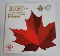 2017 (1867-) Canadian My Canada My Inspiration Coin Set . Includes Colored Toonie & Quarter . Coin Holder Signed by Artist Wesley Klassen