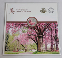 2019 Canadian Fine Silver Brilliant Cherry Blossoms $8 Eight Dollar Fine Silver Coin