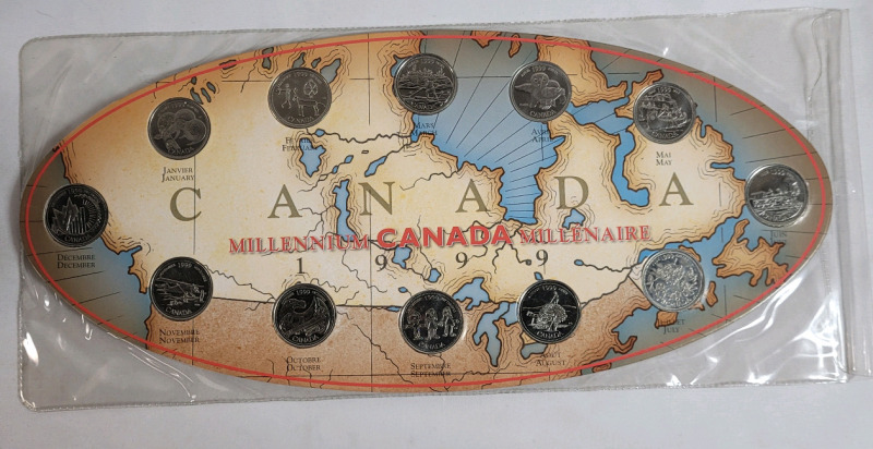 1999 Canadian Millennium Month Quarter Coin Set