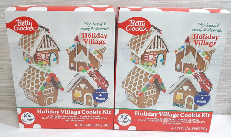 2 New Betty Crocker Holiday Village Gingerbread Cookie House Kits