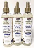 3 New African Pride Coconut Milk & Honey Hydrate/Shine Leave-In Conditioners - 237ml