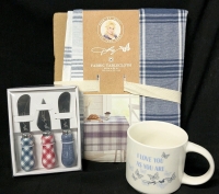 New DOLLY PARTON | Plaid Cotton Blend Tablecloth 60" x 84", Set of 3 Stainless Steel Cheese Spreaders & "I Love You as You Are" Porcelain Coffee Mug 16fl oz