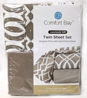 New TWIN Size COMFORT BAY Microfiber Sheet Set : Flat Sheet, Fitted Sheet + Pillowcase