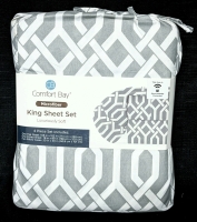 New KING Size COMFORT BAY Microfiber Sheet Set : Flat Sheet, Fitted Sheet + 2 Pillowcases