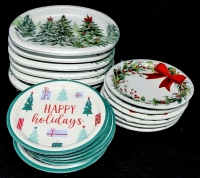 18 New Packs of Christmas Holiday Paper Plates : 8 Plates per Pack | 12" x 10" & 9" Diameter