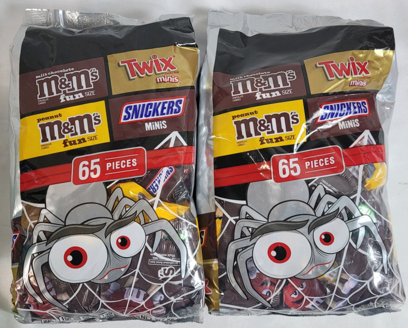 New - 130pcs M&Ms , M&Ms Peanut , Twix & Snickers Mini Chocolate Bars . Best Before 01/2025