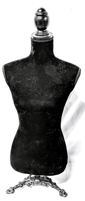 Neat Flocked Seamstress Bust on Cast Iron Base | 27" Tall