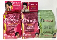 25 New MIELLE 50g Packs: 7x Pomegranate & Honey Leave-In Conditioner, 10x Babassu & Mint Deep Conditioner, 8x Rosemary Mint Strengthening Masques