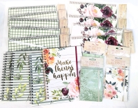 9 New Weekly Planners 10" x 4", 4 Monthly Planners 4" x 5.7", 4 Large Spiral Notebooks 7.3" x 9.5"