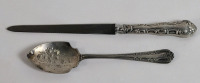 Vintage BIRKS Sterling Silver Handle Letter Opener & Serving Spoon with Hallmarks (faded)