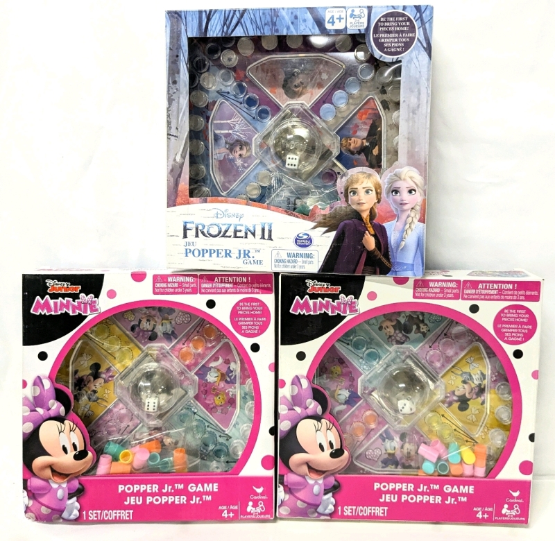 2 New DISNEY Junior MINNIE MOUSE & Frozen II Popper Jr Games