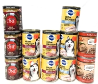 12 New Cans Wet Dog Food : Purina One Turkey Venison, Pedigree Beef Lamb Gravy, Pedigree Chicken Turkey Gravy, Rachel Ray Nutrish Beef Veg - 368g - 375g