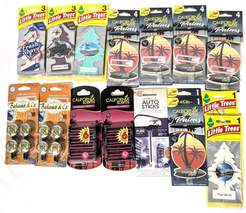 16 New Packs Car Air Fresheners: Fresh Shave, BlackBerry Cove, Bayside Breeze Ice, Oahu Island Splash, Coronado Cherry, Onyx Nights, True North
