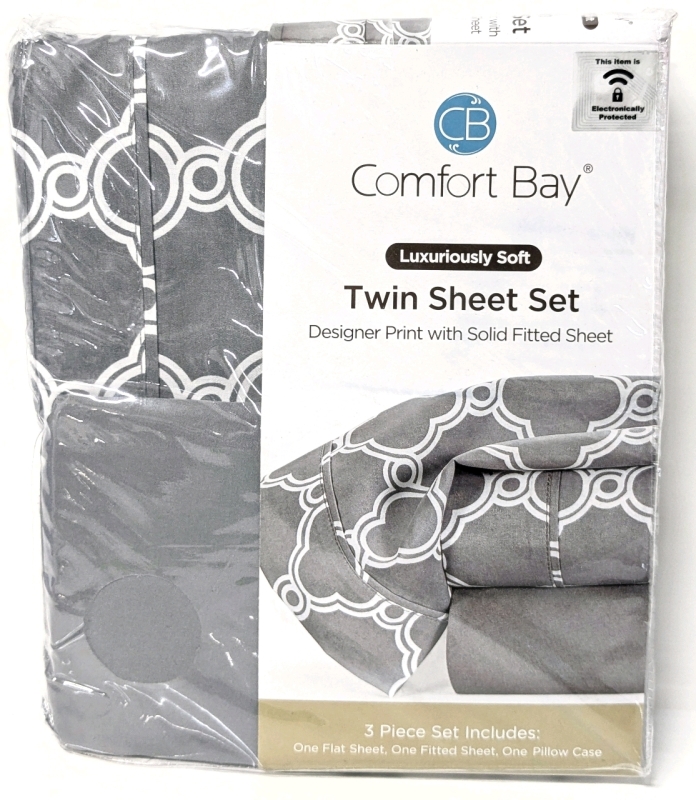 New TWIN Size COMFORT BAY Microfiber Sheet Set : Flat Sheet, Fitted Sheet + Pillowcase