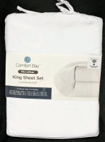 New KING Size COMFORT BAY Microfiber Sheet Set : Flat Sheet, Fitted Sheet + 2 Pillowcases