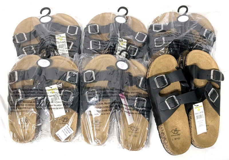 6 New Pairs Women's BobbieBrooks Sandals : 2 Pairs each Small (Size 5-6), Medium (7-8) & Large (9-10)