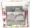 New FULL/QUEEN Size FreshHome 3pc Quilt Set with Reversible Quilt (86" x 86") & 2 Pillow Shams (20" x 26")