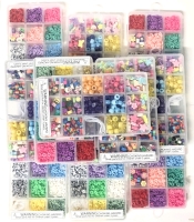 12 New Assorted Pony Beads Kits : 14 Different Kinds of Beads per Kit