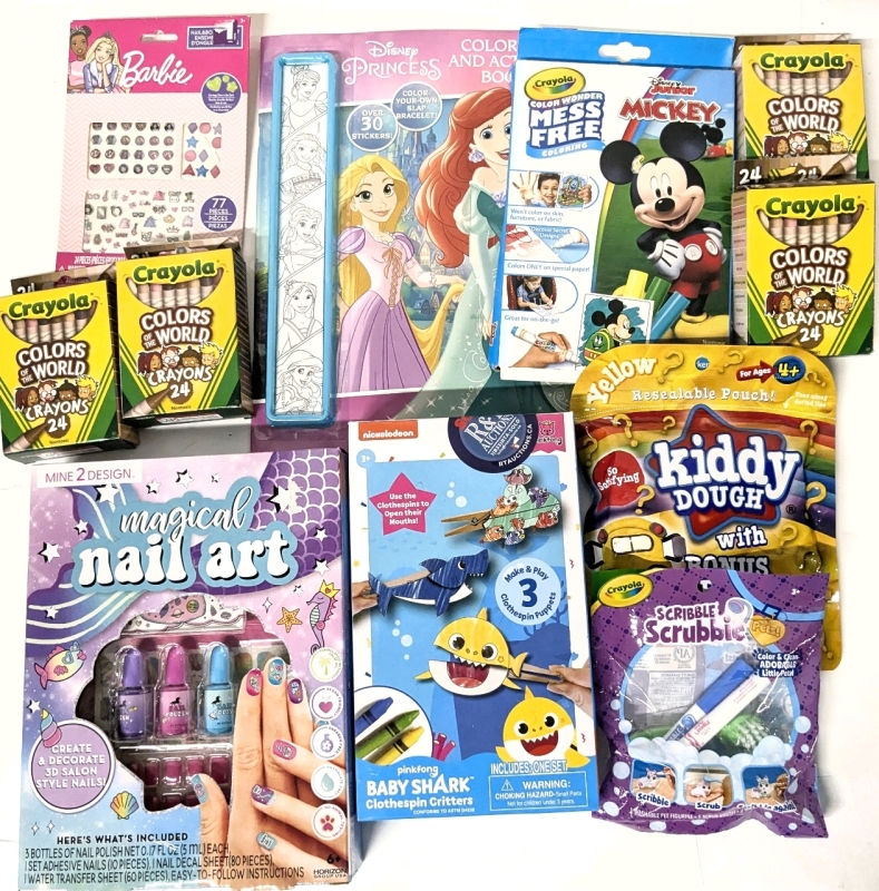 New Arts & Crafts : 4x Crayola 24-Pack Colors of the World, Disney Princess Color Activity Book, Magical Nail Art, Barbie Nail Stickers +