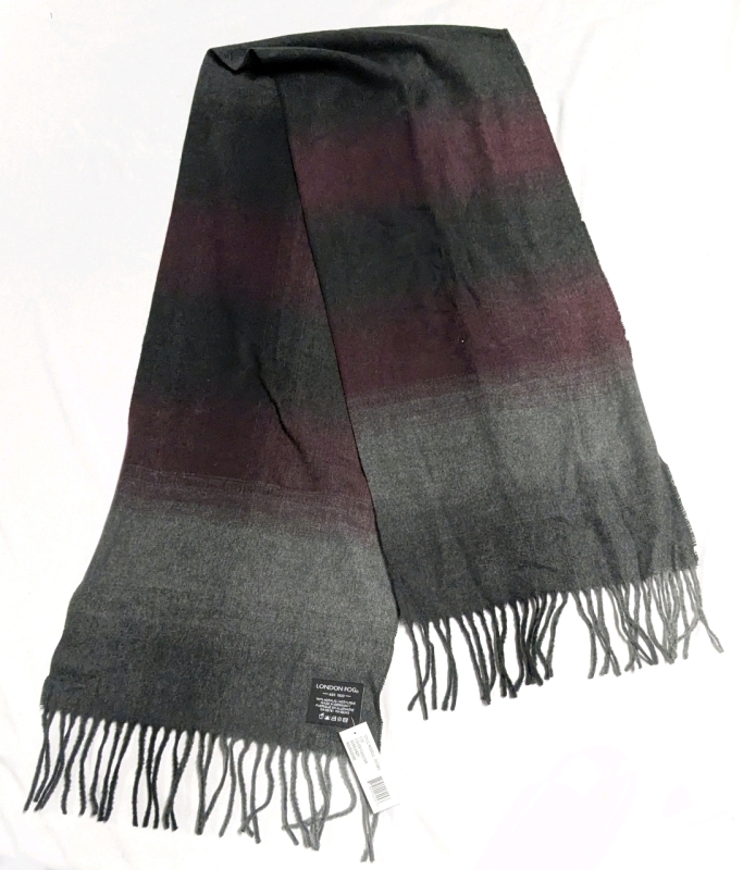 New LONDON FOG Burgundy Scarf Made in Germany - 12" x 65" Long
