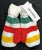 New O/S HBC Hudson's Bay Company Stripes Knitted Mittens & Near-New HB Beanie with Pom Pom Cut Off - 3
