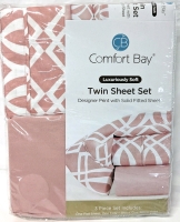 New TWIN Size COMFORT BAY Luxuriously Soft Sheet Set : Flat Sheet, Fitted Sheet + 1 Pillowcase