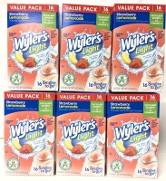 6 New Wyler's Light Sugar Free Strawberry Lemonade Singles to Go - 16 Singles per Pack | Best By Nov 2026