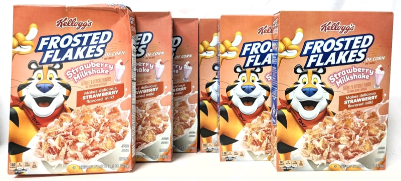 6 New Boxes Kellogg's FROSTED FLAKES Strawberry Milkshake Cereal - 328g ea | Best By Oct 27 2026