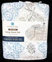 New KING Size COMFORT BAY Luxuriously Soft Sheet Set : Flat Sheet, Fitted Sheet + 2 Pillowcases