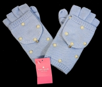 New O/S KATE SPADE Pearl Pop Top Mittens : Ocean Fog - Retails $89!