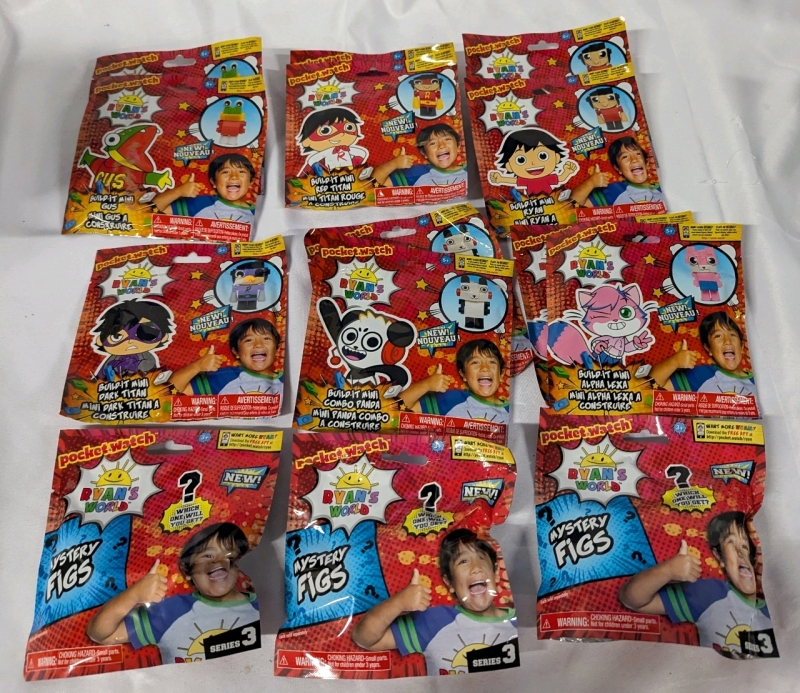 14 New Collectible Ryan's World Mini Figures. Includes 3 Series 3 Mystery Figures.