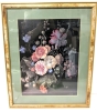 Gorgeous Framed FLORAL GLORY Floral Still Life Print with Sneaky Snail - 17.5" x 21.75"