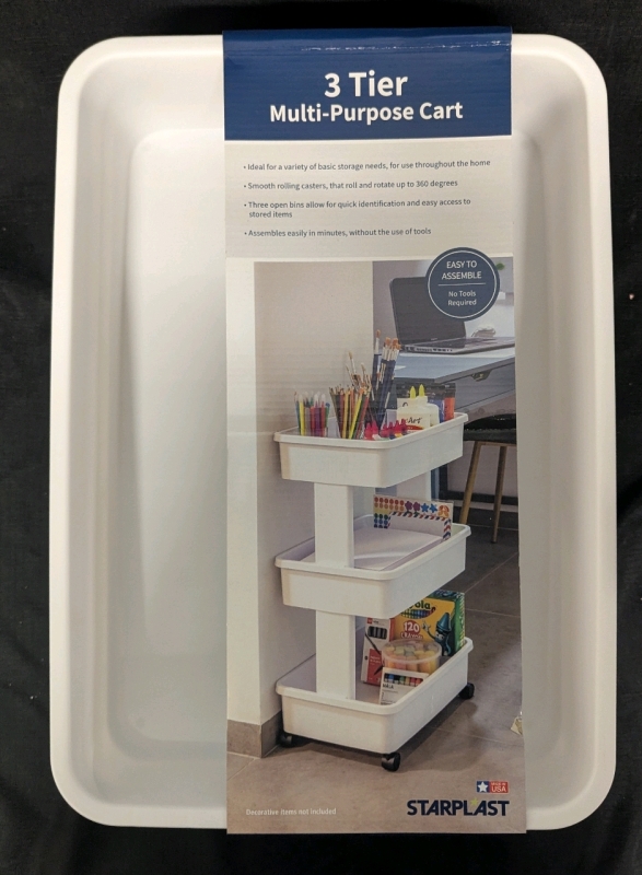 New: 3 Tier Multipurpose Cart - 17.4 x 12.5 x 27.3 inch