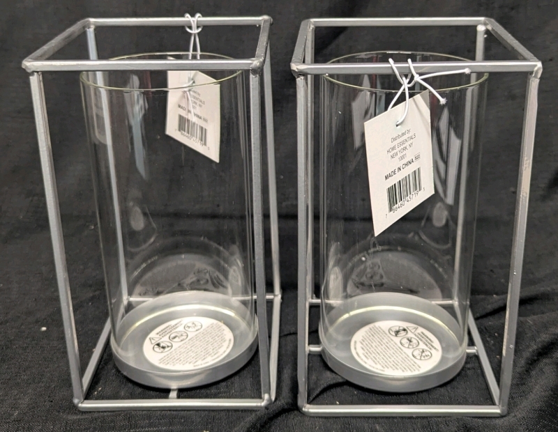 2 New: Metal Candle Holder - 4.5" x 8"