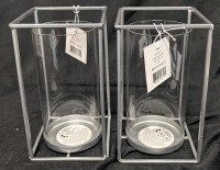 2 New: Metal Candle Holder - 4.5" x 8"