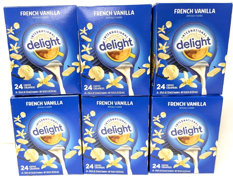 6 New International Delight FRENCH VANILLA Lactose & Gluten Free Coffee Creamers - 24 Creamers per Pack | Best By May 10 2025
