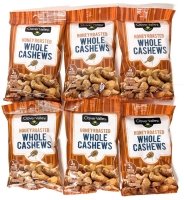 6 New Clover Valley Honey Roasted Whole Cashews - 57g ea | Best By 07/02/2026