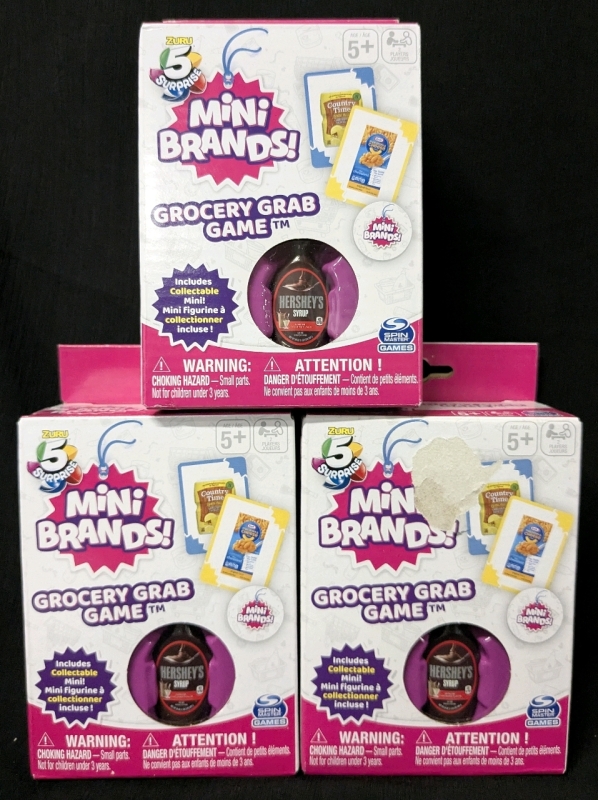 3 New Zuru 5-Surprise MINI BRANDS Grocery Grab Game with Collectable Mini
