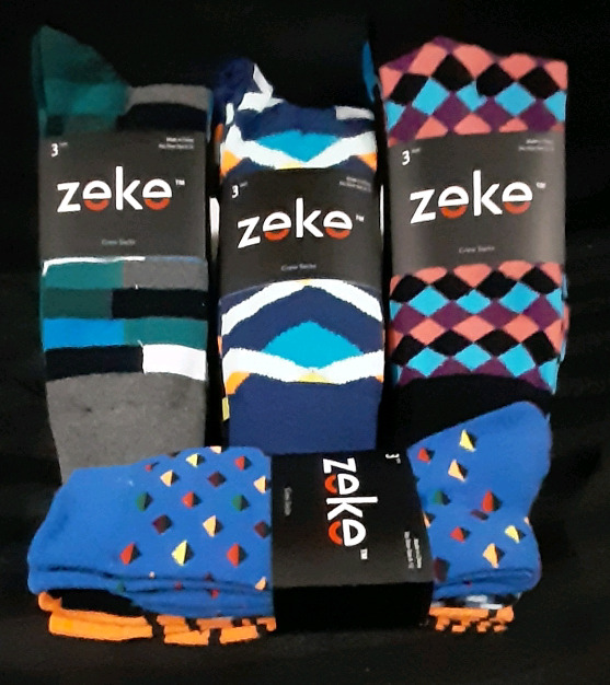 NEW Zeke Patterned Crew Socks Pack of 12