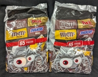 2 New Packs Chocolates - 727g Per Pack - Twix, Chocolate and Peanut M&Ms, Snickers - Minis/Fun Size