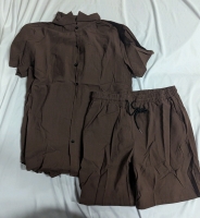 New Men's Medium Manfinity Matching Button Up Tee with Shorts.