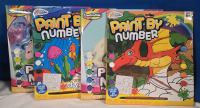 4 New | Creative Kids & Grafix Paint By Number | ( 1 ) Puppy World ( 1 ) Unicorn Dreams, ( 1 ) Ocean Themed ( 1 ) Pterodactyl