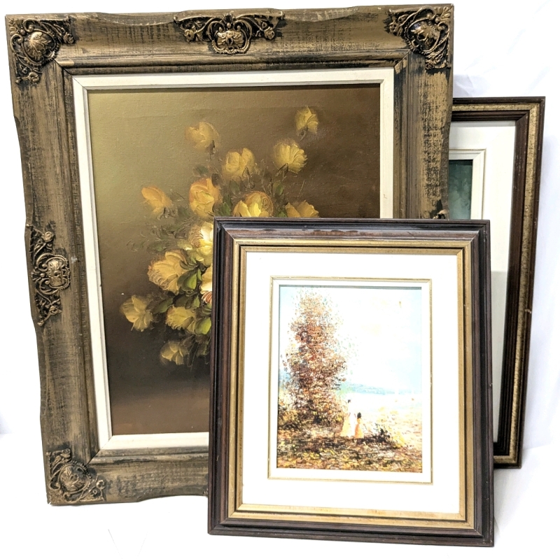 3 Framed Oil on Board / Oil on Canvas Paintings - 1 Signed A. Bird : Up to 26.25" x 22.25"