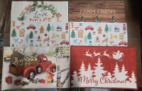 6 New | ( 4 ) Door Mats Water-Absorbant 18" x 24" & ( 2 ) Printed Rugs Holiday Themed 17" x 27"